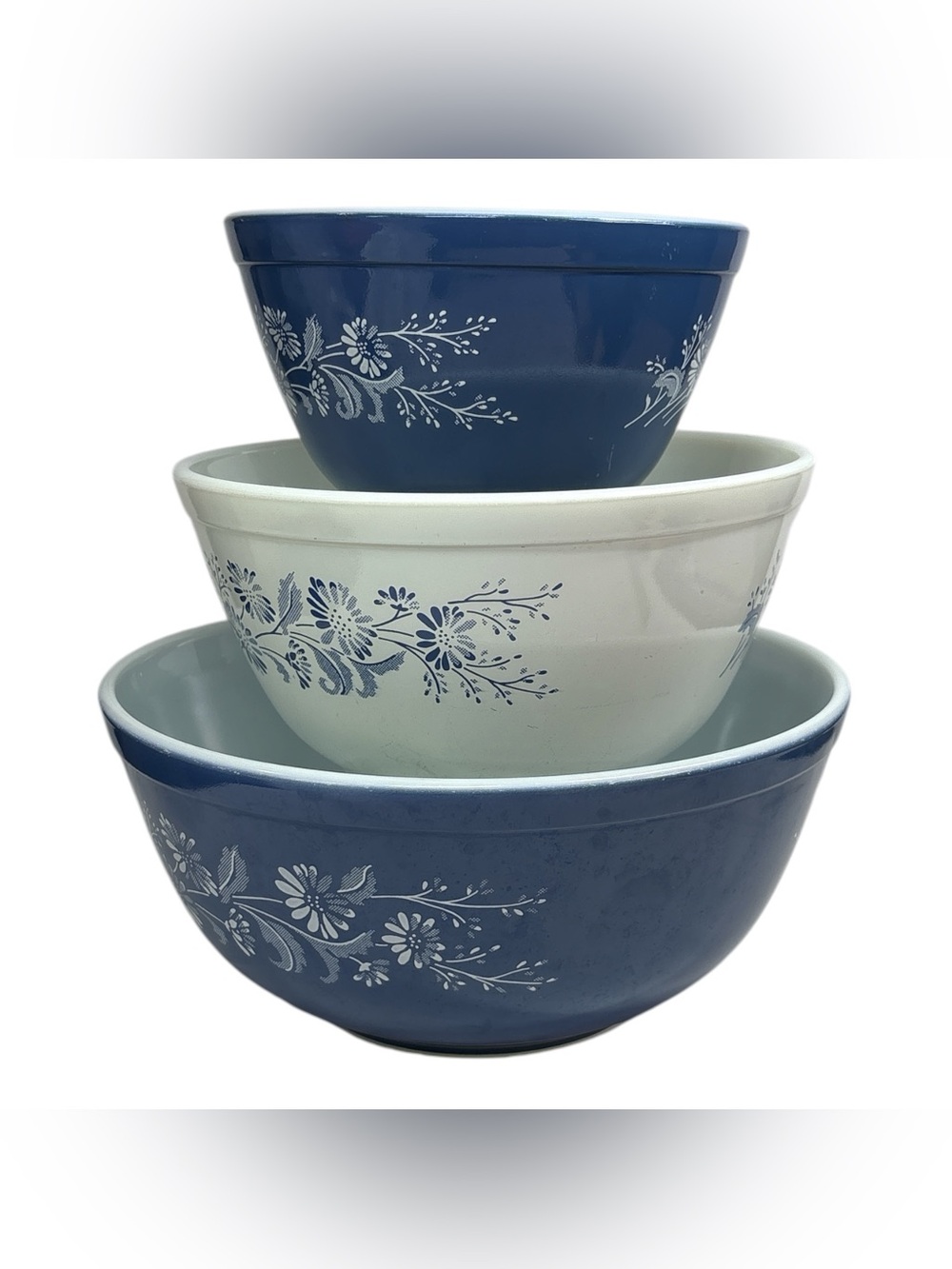 Vintage Pyrex Blue Colonial Mist Nesting Mixing Bowls – Set of 3 - 401,402,403 - Picture 2 of 7